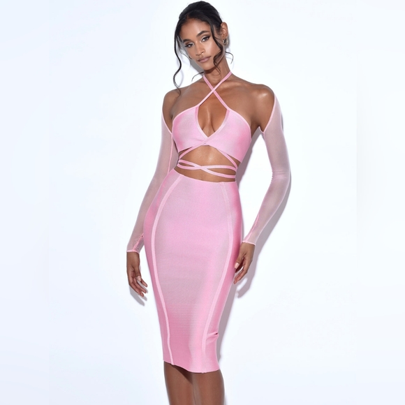 Miss Circle Dionne Pink Lace Up Bandage Set - Picture 3 of 7